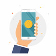 © niken - Hand Holding Smartphone with Dollar Coin