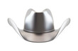 © devdesignnotes - A striking 3d render of a sleek metallic silver cowboy hat with a wide brim and classic western styling, perfect for design projects, showcasing style and frontier spirit  