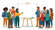 © shiNeko - Diverse group of people gathered around a whiteboard, engaging in a discussion or presentation in a collaborative setting