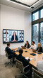 © Thumbs - Business team in a modern conference room during a video call