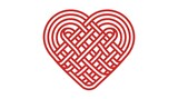 Red heart shaped maze puzzle with love symbol illustration design