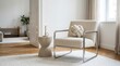 © Masque - Modern entryway featuring wooden cabinetry and sculptural decor with organic textures.