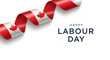 © Creatives - Labor Day Happy Labour Day greeting card with a dynamic waving ribbon featuring the Canadian flag on a clean white background for digital