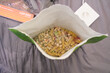 © mina kim - Inside View of Dehydrated Pasta Meal in Adventure Food Pouch for Camping on Kungsleden Trail Swedish Lapland