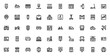 © wang - Public Transportation icon set. Minimal linear icons. Featuring ticket validator, ferry, double-decker bus, subway, train, taxi, airplane, scooter, bike, map and more. Editable vector stroke.