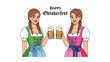 © Stock Image Paradise - Two women in traditional costumes clinking 2D CAD Vector beer glasses