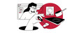 © Fernando - Smart kitchen cooking technology vector illustration of a chef monitoring food temperature with a thermometer, cooktop, digital scale, and online analytics web dashboard for precise recipe preparation