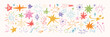 © redgreystock - Hand drawn colorful crayon star shapes, holiday firework. Vector doodle celebration explosion, sparks, childish chalk pencil design elements. Shooting comets, sketch sparkle icons in grunge texture