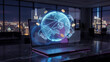 © NK - Global money transfer concept connecting international banking worldwide network through laptop platform showing earth globe currency exchange and cross border payment for business success