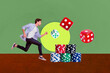 © deagreez - Collage with colorful casino chips cards dices representing online gambling poker betting e-gaming entertainment