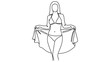 © Stock Image Paradise - A woman in lingerie holds her 2D CAD Vector designed dress.
