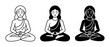 © Atique62 - Meditating Figures Set, Zen Buddhism Icons, Peaceful Yoga Poses, Mindfulness Vector Graphics