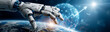 © pattozher - Robotic Innovation in Global Technology: A futuristic robotic hand interacts with a glowing digital globe.