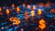 © Maksum - Abstract digital financial grid with glowing dollar symbols.