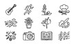 © MdMahfizur - Rounded hobby outline icon set with sports cooking music and travel pictograms