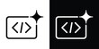 © bibin - Coding syntax brackets icon enclosed in a frame with a sparkle star, symbolizing clean code, smart programming, or AI code generation.