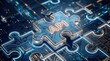 © Nats - Digital API integration concept showing puzzle pieces connecting in a futuristic technology environment.