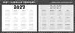 © HelenArt - Minimalist 2027 yearly calendar template, week Sunday start, Set of 2 horizontal pages planner