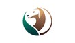 © heslina - Stylized Brown and Teal Dog Head Logo in Circular Abstract Design on White Background