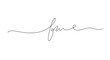 © Ellaut - Handwritten word 'fame' in elegant cursive script, minimalist single line drawing, white background