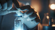 © MP-AI - Personalized medicine vial capsule futuristic lab glowing precision healthcare innovation scientific concept caring treatment