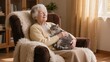 © zuchero - Senior Relaxing with Cat in Armchair