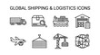 © Jassejane - Set of global shipping and logistics icons for business and transport
