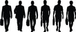 © MstMostarina - Business and casual people silhouettes walking with briefcases, vector illustration of professional and relaxed attire, lifestyle design artwork