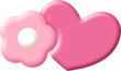 © Salma - A pink heart and flower are together on a white background
