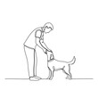 © art.mine - Man Petting Dog Continuous Line Art Illustration