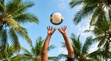 Volleyball Setter Hands Sky View, Below Frame
