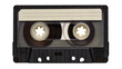 © Johnson - Black audio cassette tape with blank label, isolated on transparent background