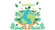 © MD REZAUL KARIM - Floral ornament with earth globe and hands vector illustration