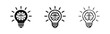 © drawing lines - Creative intelligence and idea icon set with brain inside light bulb in three styles