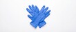 © Olga Ко - Pair of blue disposable nitrile medical gloves crossed on a white background. Protective rubber gloves for cleaning, healthcare, or surgery. Top view, flat lay