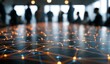 © pantila - Business networking and global connection concept with digital light mesh on foreground.
