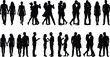 © MD - Romantic Couple Silhouette Set with Dancing Hugging Walking and Relationship Interaction Poses Collection