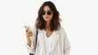 © lililia - A woman stands holding a smartphone, smiling confidently while wearing stylish sunglasses