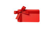 © Ciara - Isolated vibrant red gift card adorned with beautiful satin ribbon and bow for presents.