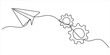 © Dosoroth Chandra - Paper plane with gears line art vector illustration minimalist continuous drawing innovation creativity and progress concept
