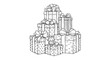 © MHB_STUDIO - Black and white gift pile illustration for holiday season