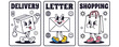 © MDTAZBIRHOSSAIN - Retro cartoon characters for delivery, letter, and shopping services.