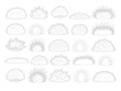 © Muhammad - Low Ground Cover Shrub Set CAD Line Art Front View — Editable Outline White Fill Landscape Drawing