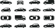© Limon - Car silhouette vector icon set side view top view front view vehicle collection isolated on white background for infographics