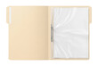 © Pixel_Glow - Open beige manila file folder with clear plastic sheet protector. Isolated on transparent background, png