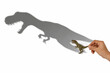 © Andbiz - Small dinosaur toy casting a huge shadow. Space for text.