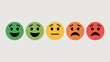 © Afsana - Set of five happy to sad emoji faces showing different mood expressions