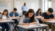 © Andrii  - Students Writing Exam in Classroom During School Test and Education Assessment