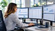 © Andrii  - Business Analyst Working with Financial Charts and Data Dashboards on Multiple Monitors
