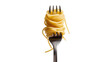 © Saoirse - Isolated delicious cooked spaghetti pasta twirled around a shining silver fork ready to eat meal.